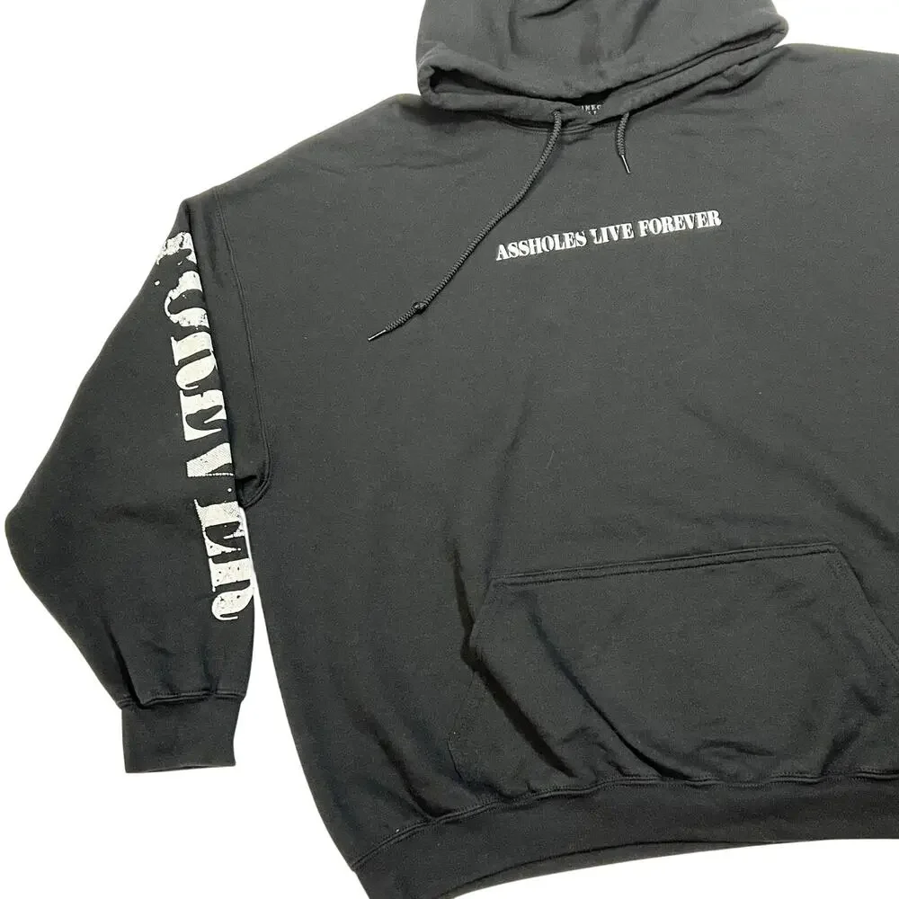As*holes Live Forever Hoodie Mens 2XL Black Skull Sweatshirt Linda Finegold